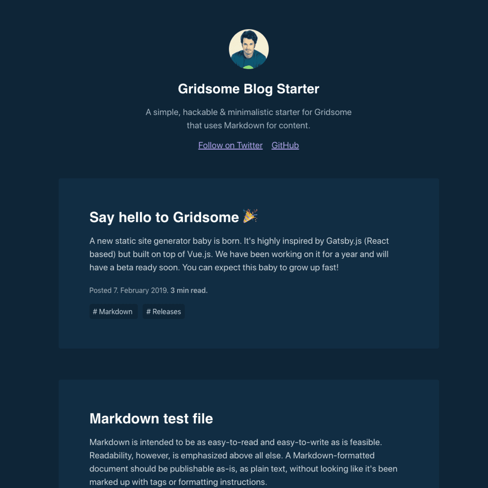 Gridsome Blog starter